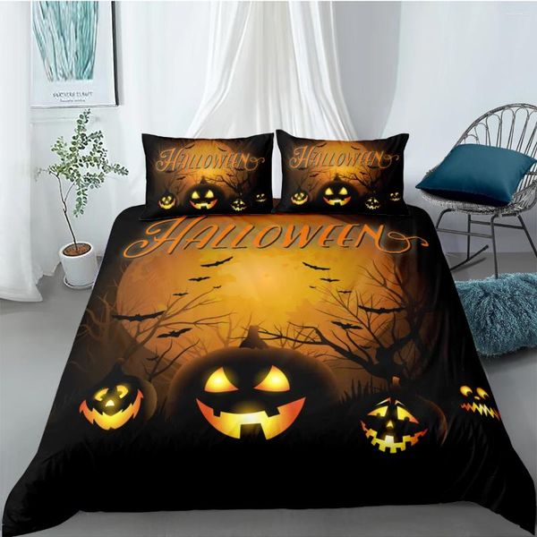 Ensembles de literie 3D Halloween Pumpkins Design Couper Cover Set Counterner Covers Pillow Twin Twin Single Double Taille Lit