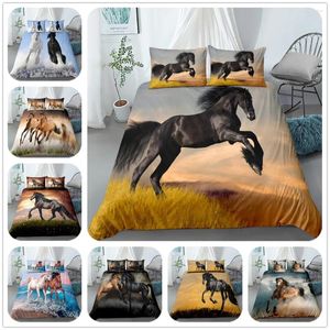 Ensembles de literie 3D HD Digital Luxury Horse Imprimer de couette couvercle tai-oreiller 2 / 3pcs Vêtements de lit pour la maison US / AU / EU 11 Taille (pas de garniture)