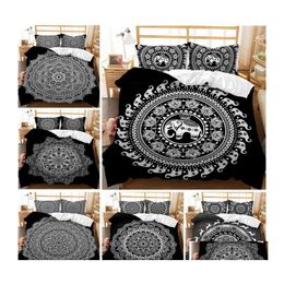 Beddengoed stelt 3D HD -afdrukset op maat King Mandala India Bohemia Deksel quilt/dekenbedden Drop Ship Delivery Home Garden Tekst OT57E