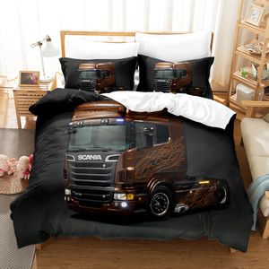 Ensembles de literie 3D camion lourd Scania ensembles housse de couette avec taie d'oreiller double pleine reine roi literie linge de lit 230609