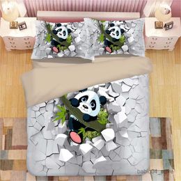 Beddengoed stelt 3D panda print beddengoed set dekbedoverdeksels cases uit één stuk dekbed beddengoed sets beddenbedden bed (geen vellen) 02 r230823