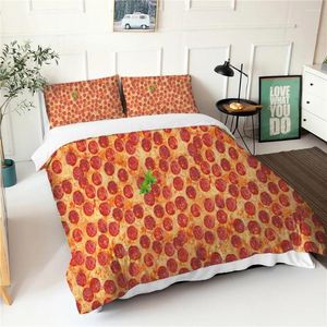 Ensembles de literie 3D Print Chambre Vacit de pizza Tempt Pizza Fabic Double Couptin avec taies d'oreiller