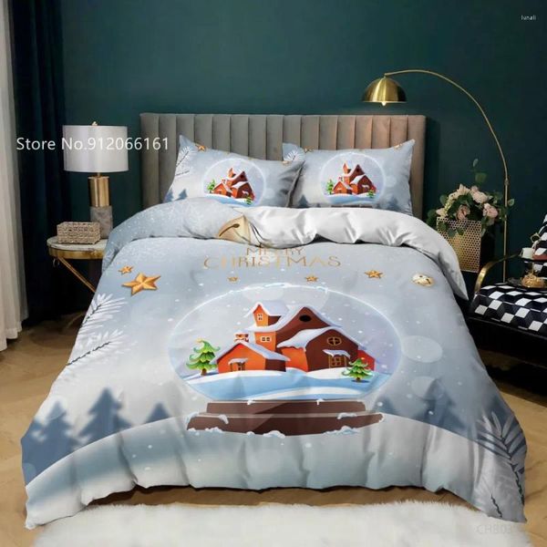 Conjuntos de ropa de cama con estampado 3D de Feliz Navidad, edredón, funda de edredón, Festival, vacaciones, ropa de cama, funda de almohada, decoración de colcha de Papá Noel