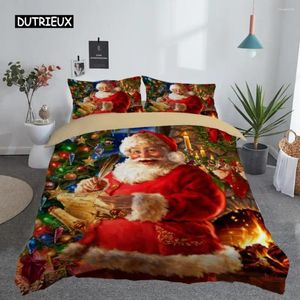 Beddengoedsets 3D-geprint vrolijk kerstpakket Queen/Twin/Kingsize Decoratie Thuis beddengoed met kussen