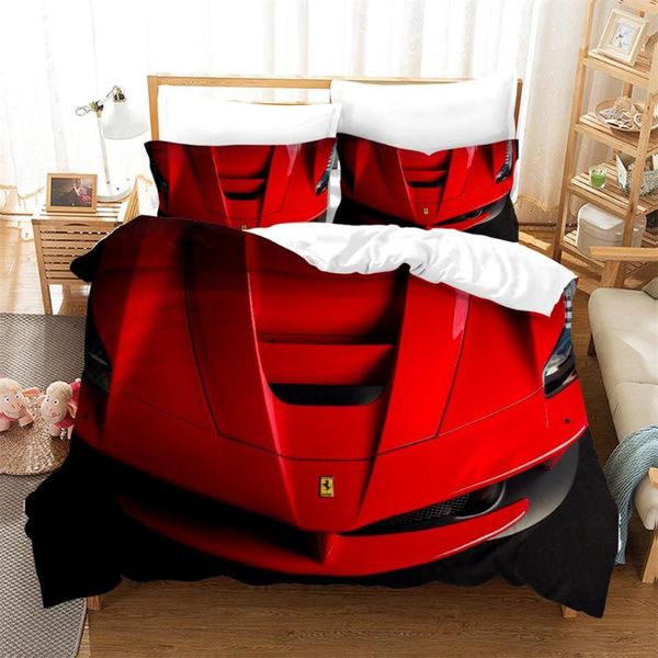 Juegos de cama 3D Impreso Race Car Edredón Niño Juego de funda nórdica Edredón Funda de almohada 2/3 Piezas Decoración de dormitorio