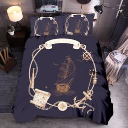 Ensembles de literie 3D Saipoir imprimé Home Textile Set Anchor Couverture de couette vintage Litspreads Compass Quilt T500