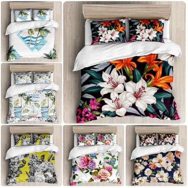 Conjuntos de ropa de cama 3D set personalizado sencillo doble tamaño 3pcs edredón nórdico colch/edredón caja de almohada flores