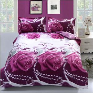 Ensembles de literie ensemble 3D pour la maison couette et taie d'oreiller avec de belles fleurs Textile pleine grandeur 4 unités/ensemble