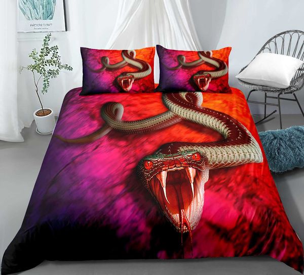 Ensembles de literie Ensemble de literie de style serpent 3D pour chambre à coucher Housse de couette douce Couvre-lits pour lit Couette et étui confortables