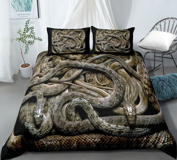 Ensembles de literie Ensemble de literie de style serpent 3D pour chambre Housse de couette douce Couvre-lits pour linge de lit Couette confortable et taie d'oreiller 221208