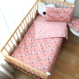 Beddengoed sets 3 stks baby beddengoed set katoen krib bed linnen kind duver cover kussensloop leuntheet of op maat gemaakte matras deksel geen filler boy girl 230317