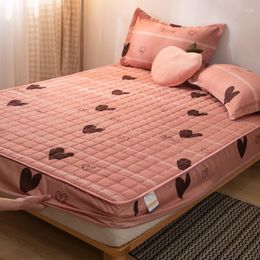 Juegos de cama 3 uds. Juego de sábanas y fundas de almohada Linda impresión antideslizante suave cálido tamaño grande colchón Protector funda envolvente completa