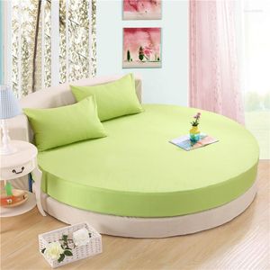 Conjuntos de ropa de cama Juego de sábanas redondas de algodón de 3 piezas 1 sábana ajustable 2 fundas de almohada Azul Púrpura Rojo Blanco Verde 200 cm 220 cm Camas