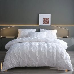 Ensembles de literie 3 pièces luxe solide confortable housse de couette adulte linge de lit blanc taie d'oreiller reine roi ensemble de couette 231025