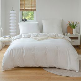Комплекты постельного белья из 3 предметов, пододеяльник, натуральный 100% хлопок, высокое качество, приятная для кожи, утолщенная ткань, сплошной цвет, полный размер 231023