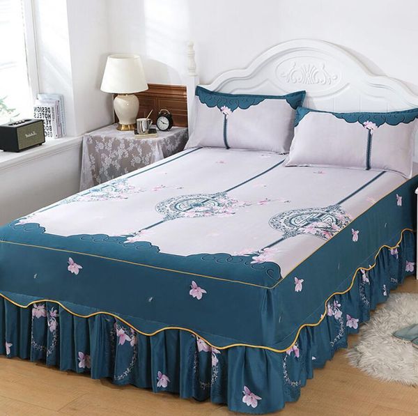 Ensembles de literie 3 pièces ensembles maison Textile drap housse avec jupe housse de matelas mode imprimé linge de lit 2 pièces taies d'oreiller couvre-lit doux 221129