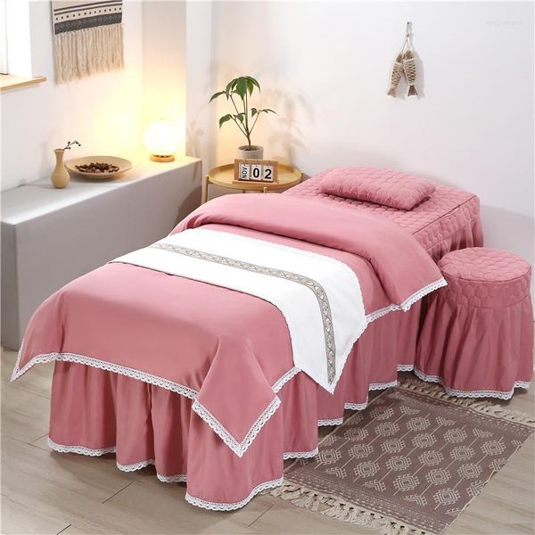 Juegos de cama 4-6 uds salón de belleza masaje Spa ropa de cama gruesa sábanas colcha funda de almohada funda nórdica tamaño personalizado # s