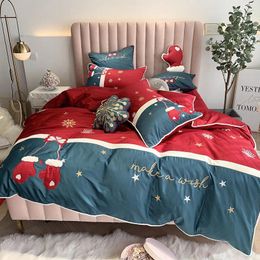 Juegos de cama 4-7pcs Regalo de Navidad Nordic Baby Set Edredones de euros para niños Bordado de algodón Viveta de algodón 220x240 Almohada