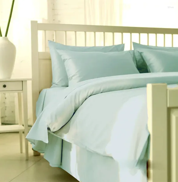 Conjuntos de ropa de cama Juego de 4 piezas Sábana ajustable Funda nórdica Fundas de almohada 1000 TC Algodón egipcio King Size Blanco Plateado Azul Colores Personalizar