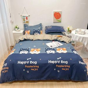 Beddengoed sets 4-delige set dekbed zacht en comfortabel voor geschikt voor vier seizoenen geschikt de kamer slaapzaal Happy Dog