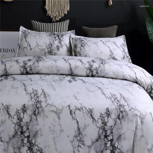 Sets de ropa de cama 49 (sin hoja sin relleno) Breve líneas de mármol cubierta nórdica con una funda de almohada Patrón de verano Single