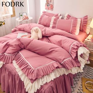 Beddengoed sets 4 stks Paar Bed Quilt Set Laken Laken Sprei Queen Size Dekbedden Cover Linens Dekbed Beddengoed met Kussenslopen Luxe Roze 230728