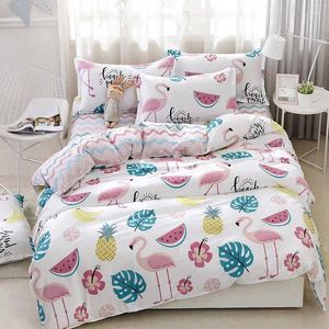 Beddengoed sets 4 stcs flamingo meisje boy boid bed cover set dekbed volwassen kinderbladen en kussenslopen dekbed