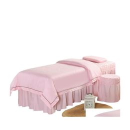 Ensembles de literie 4 pièces de haute qualité Salon de beauté Mas Spa draps de lit épais couvre-lit taie d'oreiller couette Er ensemble livraison directe maison Gar Dhyax