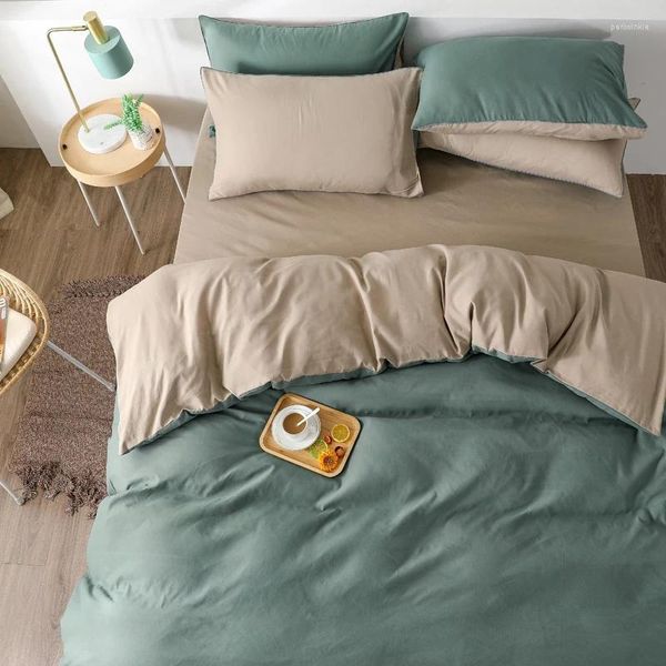 Ensembles de literie 4pcs Home Textile Set Adult Liet blanc bleu vert rose rose couvercle courtepointe brèves