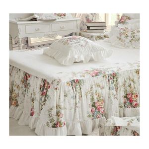 Beddengoed sets 4pcs Koreaanse stijl Beige Princess Beddengoed set