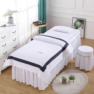 Beddengoed sets 4 stks love beauty salon set huidvriendelijk bed beddengoed lakens massage spa bedskirt krukcover kussensloop dekbedekking