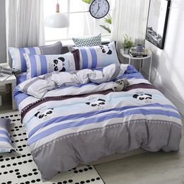 Beddengoed stelt 4 stks/set hoogwaardige comfortabele panda cartoon afdrukken familie set bedgingen dekbedoverdeksel kussencases