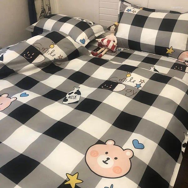 Juegos de cama 4pcs juego de lujo moderno blanco y negro cuadrado de gran tamaño