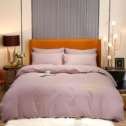 Ensembles de literie 5 tailles disponibles ! Ensemble de literie brodé violet rouge 1 pièces housse de couette drap de lit 1/2 pièces taies d'oreiller M021