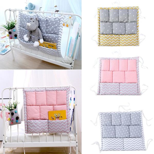 Ensembles de literie 50*50 cm bébé berceau sac suspendu multi-couche chevet organisateur couche sac de rangement boîte Portable né jouet poche berceau ensemble de literie 231218