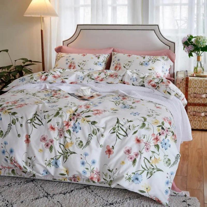 Bedding Sets 50 Silkly Egyptian Cotton Set Printed Quanlity Linens Sheet Pillowcase Quilt Cover