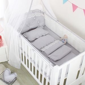 Beddengoed sets 5 stuks zomer ademend babybed mesh bumper babybed hek Nordic babybedje bed beddengoed set slaapkamer decoratie babykamer Product 230901