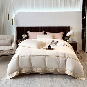 Juegos de cama 5Star Hotel White Luxury 100 Juegos de cama de algodón egipcio Full Queen King Size Funda nórdica BedFlat Juego de sábanas ajustables 46pcs Z0612