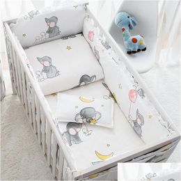 Ensembles de literie 6/9 pièces éléphant bébé ensemble de literie coton chambre décor fille garçon berceau linge de lit pare-chocs 120X60/120X70Cm 220526 Drop Deliver Dhhg6