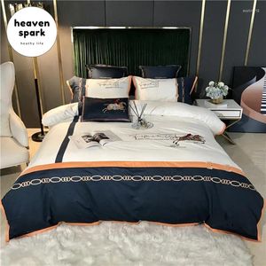 Juegos de cama 600TC Housse de Couette 220x240 Fundas Nordicas Juego de algodón Silk Horse Vivet Size Kiz de cama doble y almohada