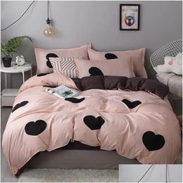 Sets de cama 62 Mujeres niña Pink Dot Heart Impresión ropa de cama Lindo edredón ER SEBORLES DE COLLIZACIÓN DE NIÑOS 240127 Drop entrega en el hogar TE DH09O
