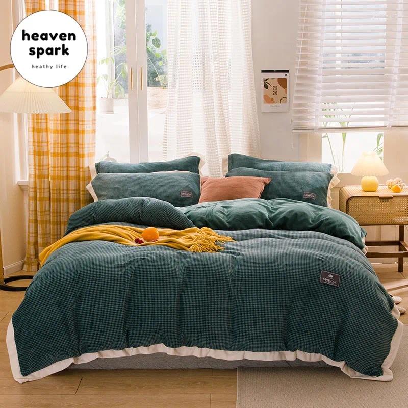 Bedding Sets 7 Colors Swiss Home Textile Winter Warm Soft Set Microfiber Duvet Cover Double Velvet Bed Sheets Bedspreads 4PCS