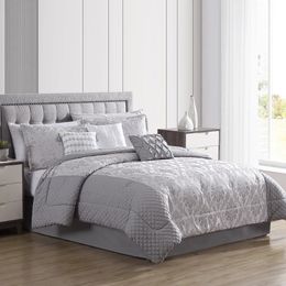 Beddengoed sets 7 Stuk Gewatteerde Jacquard Dekbed Set Zilver FullQueen laken beddengoed set Thuis Textiel 231026