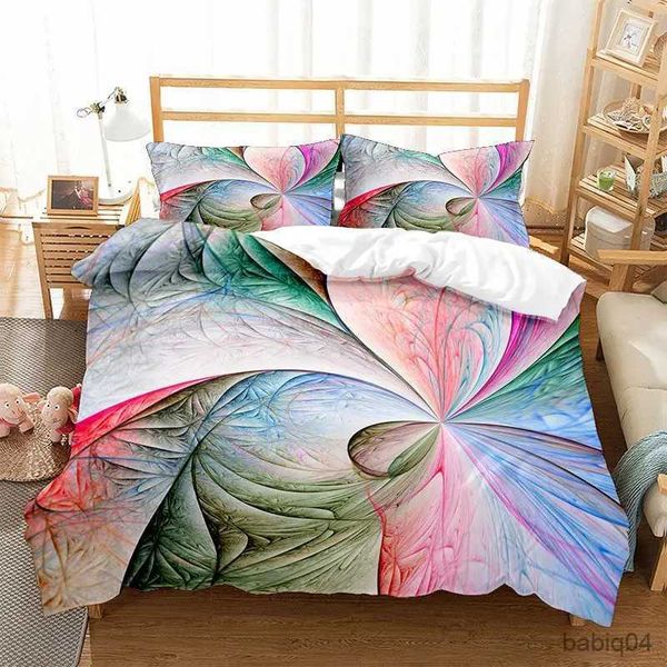 Juegos de ropa de cama Funda nórdica abstracta Queen/King/Tamaño completo Floral Colorido Naturaleza Planta Juego de cama Linda flor Mujer Funda de edredón de poliéster