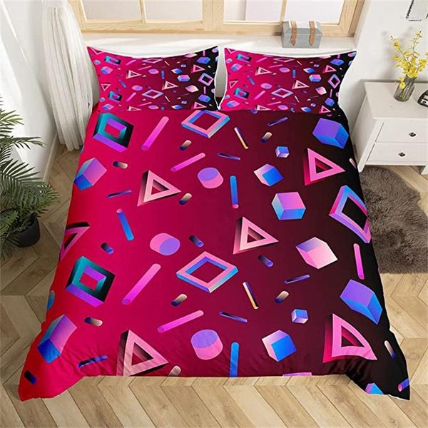 Conjuntos de ropa de cama Funda nórdica geométrica abstracta King Retro 80s 90s Estilo Set Microfibra Memphis Edredón para niños Decoración de habitación para adultos