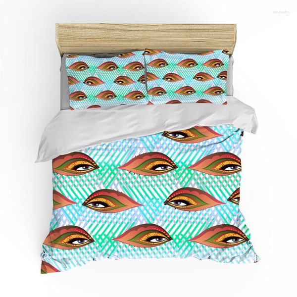 Juegos de cama Juego de funda nórdica de ojo de terror abstracto Niños Niñas Regalos Decoración de dormitorio Colcha de cama Edredón suave