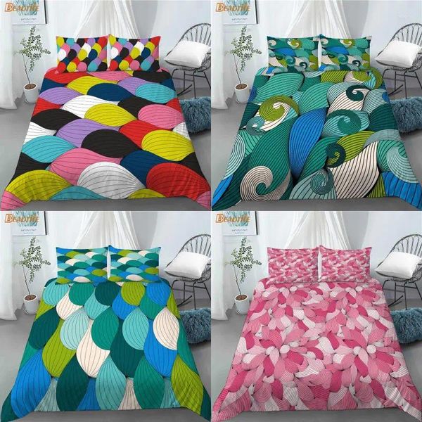 Conjuntos de ropa de cama Patrón de cebra de onda abstracta 1 cubierta nórdica 2 fundas de almohada de tela de poliéster niño familia niño 1009