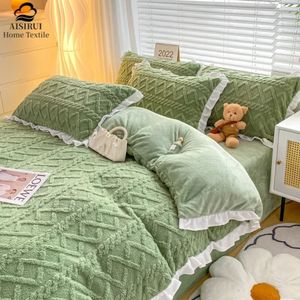 Ensembles de literie AISIRUI Taff housse de couette en velours pour l'hiver literie en molleton de corail doux et chaud avec drap de fermeture à glissière housse de lit Queen/King Size 231120