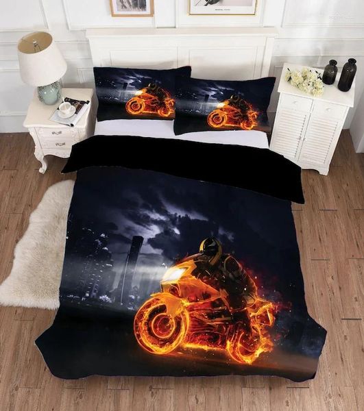 Conjuntos de ropa de cama Set americano de fútbol Explosión Flame Bed Linen Niños Niños 3D Sports Cubierta de edredón rojo PARRURE DE LIT