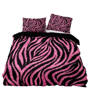 Juegos de cama Ropa de cama de estilo americano 240x220 funda nórdica con estampado de leopardo rosa con funda de almohada individual y doble king cómoda 231121